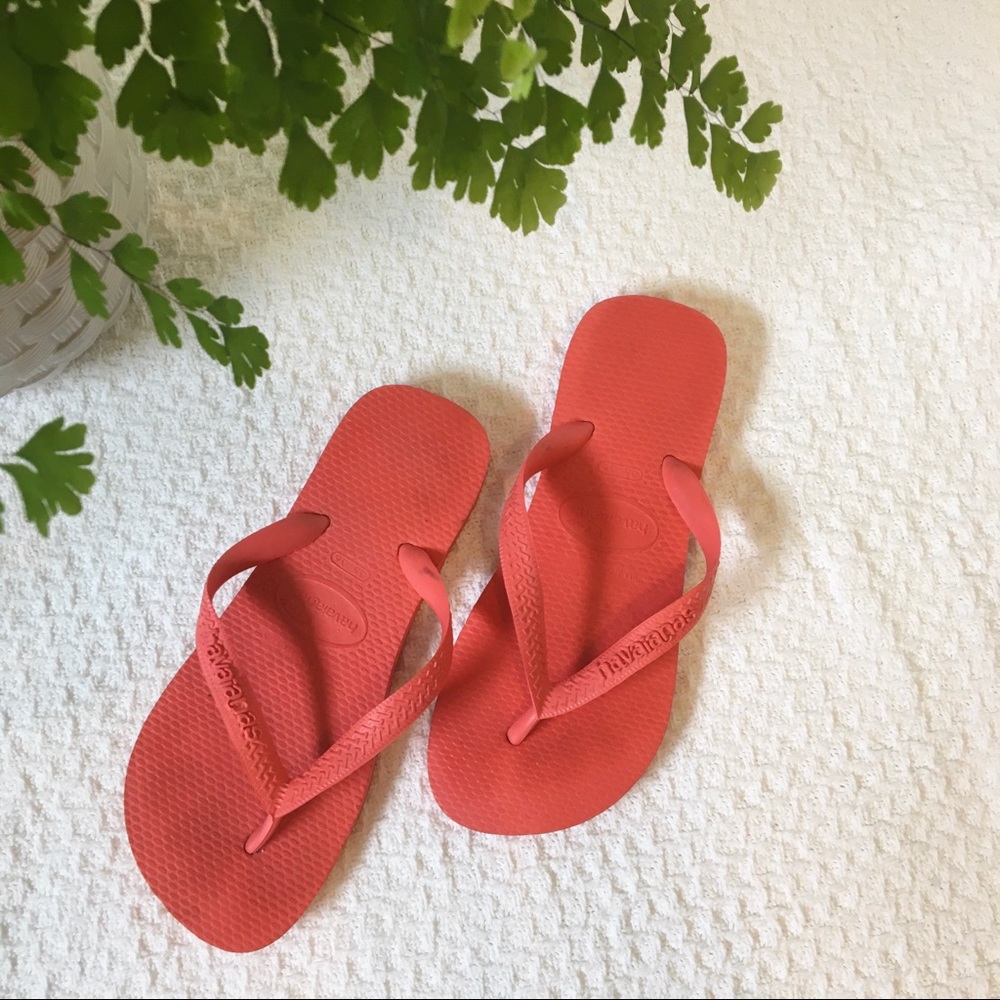 Coral flip flops